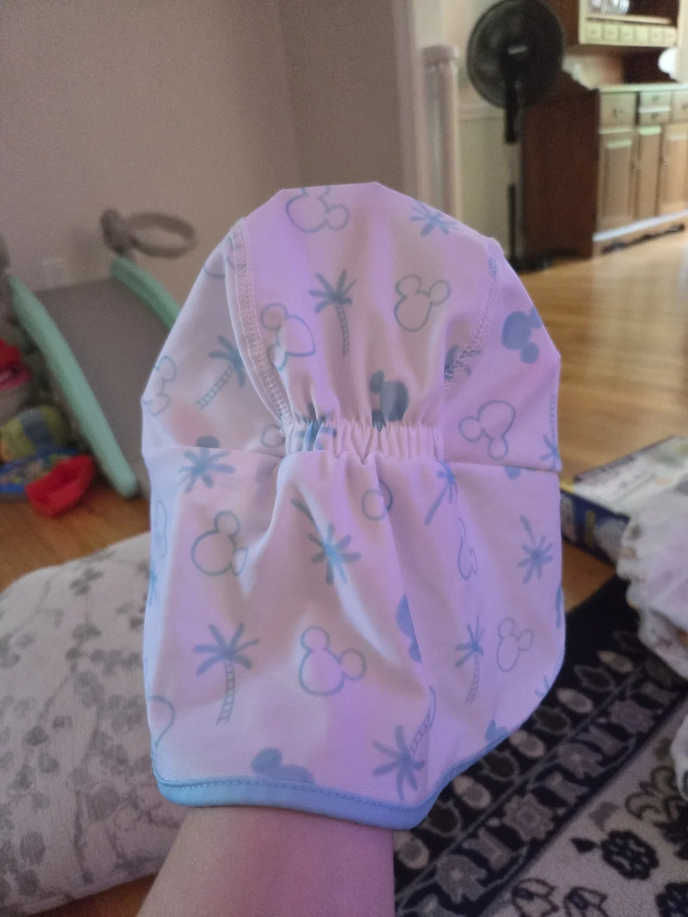 Disney Baby Mint and White Infant Zip Swim One Piece With Matching Sun Hat